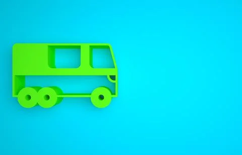 Green Bus icon isolated on blue background. Transportation concept. Bus tour Stock Illustration