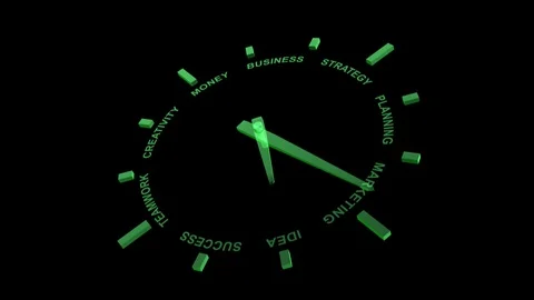 Green business clock Stock Footage 105360469