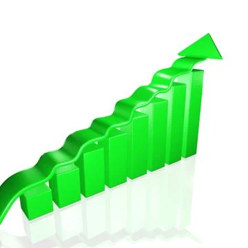 Green business growth bars and arrow Stock Illustration