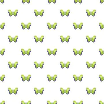 Green butterflies creating a seamless pattern design Stock Illustration