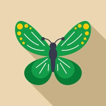 Green butterfly flat design vector illustration icon Stock Illustration