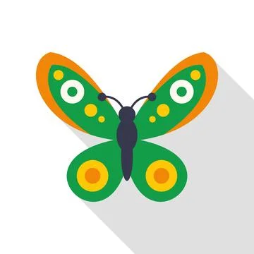 Green butterfly flat design vector illustration floating Stockillustratie