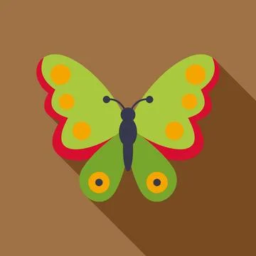 Green butterfly flying flat design icon illustration Stock Illustration