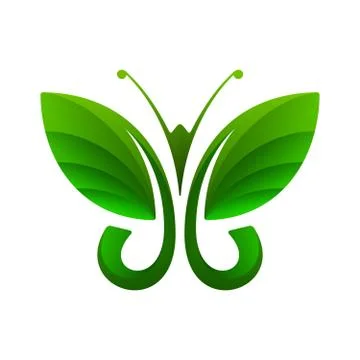 Green butterfly, leaf shape, vector illustration Stock Illustration
