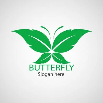 Green butterfly leaf template icon vector Stock Illustration