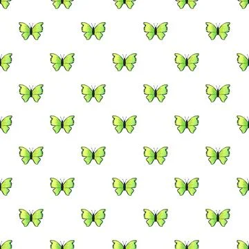 Green butterfly repeating pattern on white background 스톡 일러스트