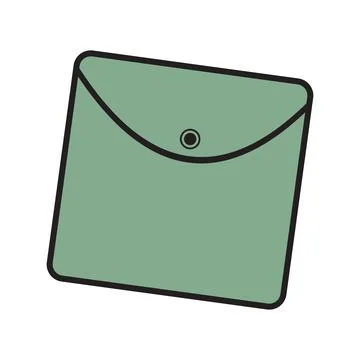 Green Button Closed Mini Envelope Bag Icon Stock Illustration