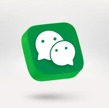 Green button with cute faces. Chat app icon. 3d vector icon isolated on whi.. Illustrazione stock