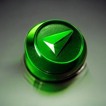 A green button with an e - trak arrow logo Stock Photos