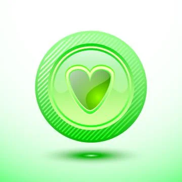 Green button heart イラスト素材