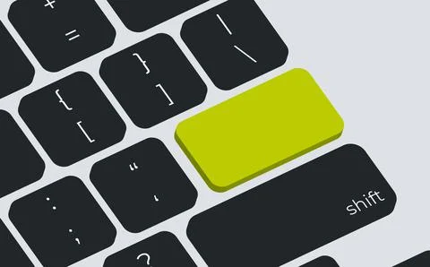 Green button on keyboard macro illustration empty blank Illustrazione stock