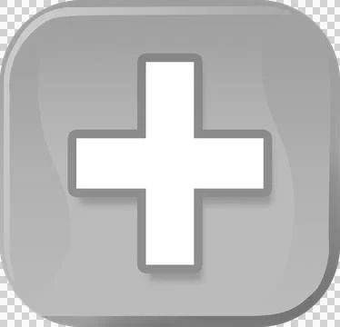 Green button of plus symbol Stock Photos