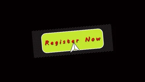 Green button with red text " Register Now" and a cursor on a animation blac.. Stock Footage 321454420