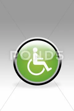 Green button showing disabled sign, close up Stock Illustration