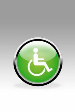 Green button showing disabled sign, close up Stock Illustration