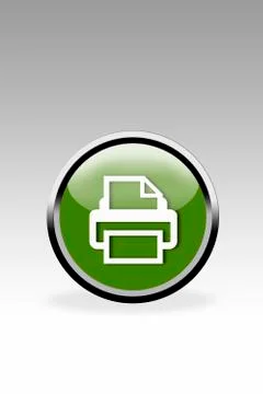 Green button showing printer sign, close up Stock Illustration