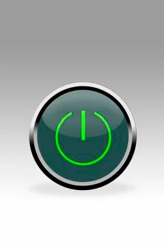 Green button showing switch symbol, close up Stock Illustration