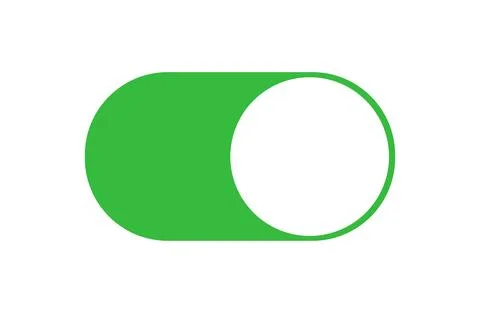 Green button to turn on and switch on. Symbol, sign and pictogram. Vector ill Stock Illustration