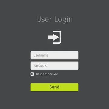 Green button user login page Illustrazione stock