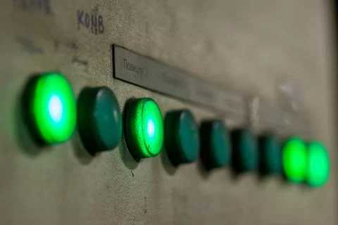Green buttons close-up Stock Photos