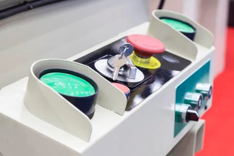 Green buttons push switch Stock Photos