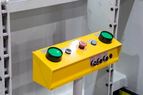 Green buttons push switch Stock Photos