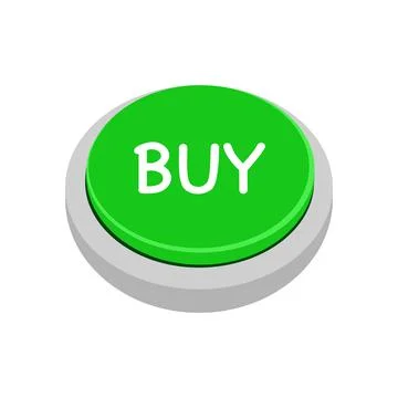 Green buy button. Isolated button on a white background. vector illustration Illustrazione stock