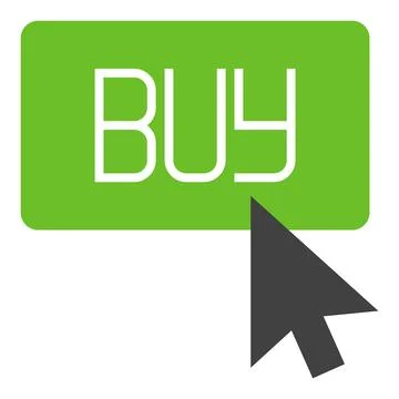 Green Buy Button with Mouse Click vector Crypto or Stock Trading icon or symb Stock Illustration