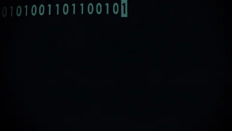 Green bynary code fast typing on curved old led lcd display animation background Stock Footage 83160046