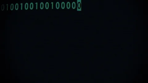 Green bynary code fast typing on curved old led lcd display animation background Stock Footage 83160427
