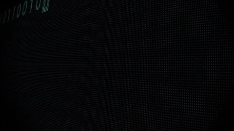 Green bynary code fast typing on curved old led lcd display 3d animation Video stock 83169421