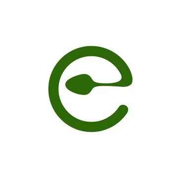 Green C with Spoon. C monogram. Stock Illustration