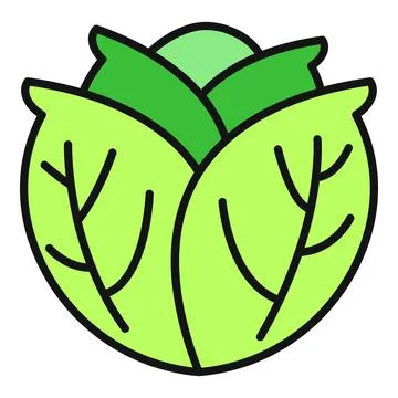 Green cabbage head flat vector icon illustration Stock Illustration