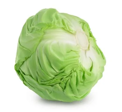 Green cabbage isolated on white background with clipping path and full depth of Stock Photos