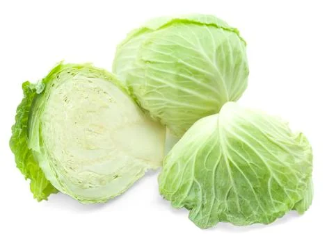 Green cabbage isolated on white background. Stock Photos