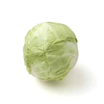 Green cabbage isolated on white background. Vegetarian healthy food concept Stock Photos