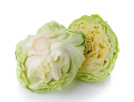 Green cabbage isolated on white Stock Photos