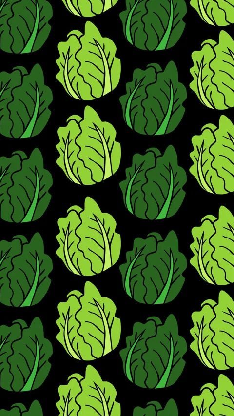 Green Cabbage Pattern Animation Background  Cute Cartoon Vegetable Seamless Stock Footage 348155707