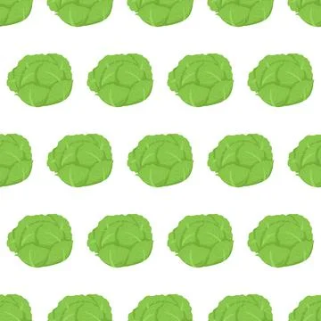 Green cabbage seamless pattern for wallpaper design. Stock Illustration