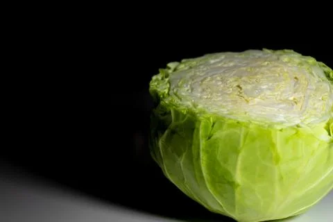 Green cabbage on the table close-up ... Stock Photos