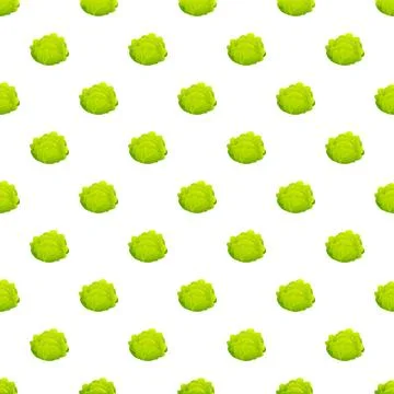 Green cabbage vegetable developing seamless pattern design Stock Illustration