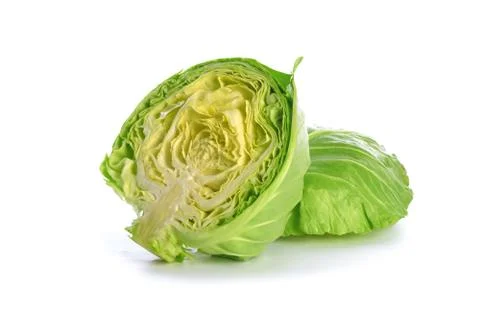 Green cabbage on white Stock Photos