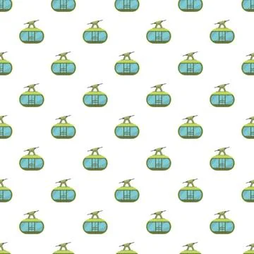 Green cable cars seamless pattern for tourism travel Stock Illustration