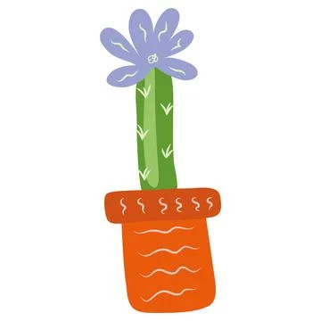 Green cactu in terracotta pot vector illustration Stock Illustration