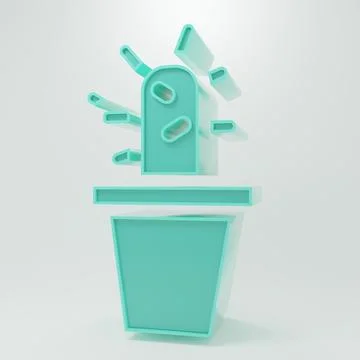 Green Cactus and succulent in pot icon isolated on grey background. Plant g.. Stock Illustration