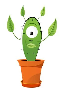 Green cactus with leafs Stock-Illustration
