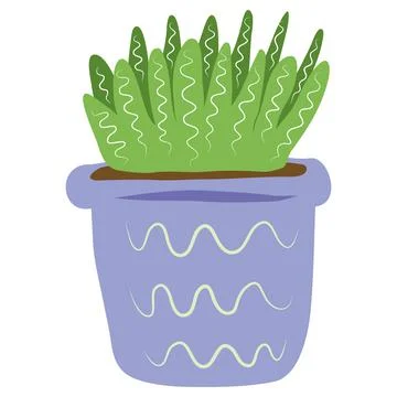 Green cactus in lilac pot vector illustration Stock Illustration