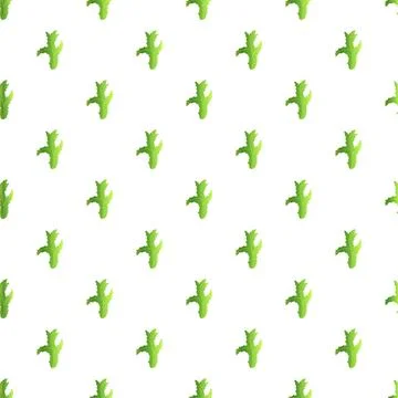 Green cactus plants repeating seamless pattern background Stock Illustration
