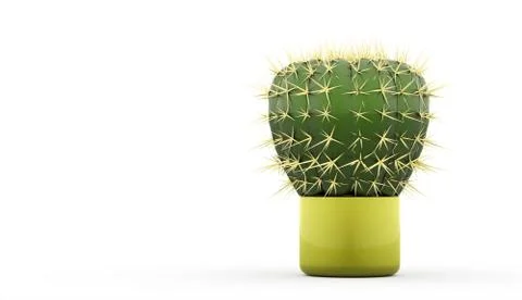 Green cactus rendered isolated on white background Stock Illustration