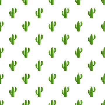 Green cactus seamless pattern for desert background Stock Illustration